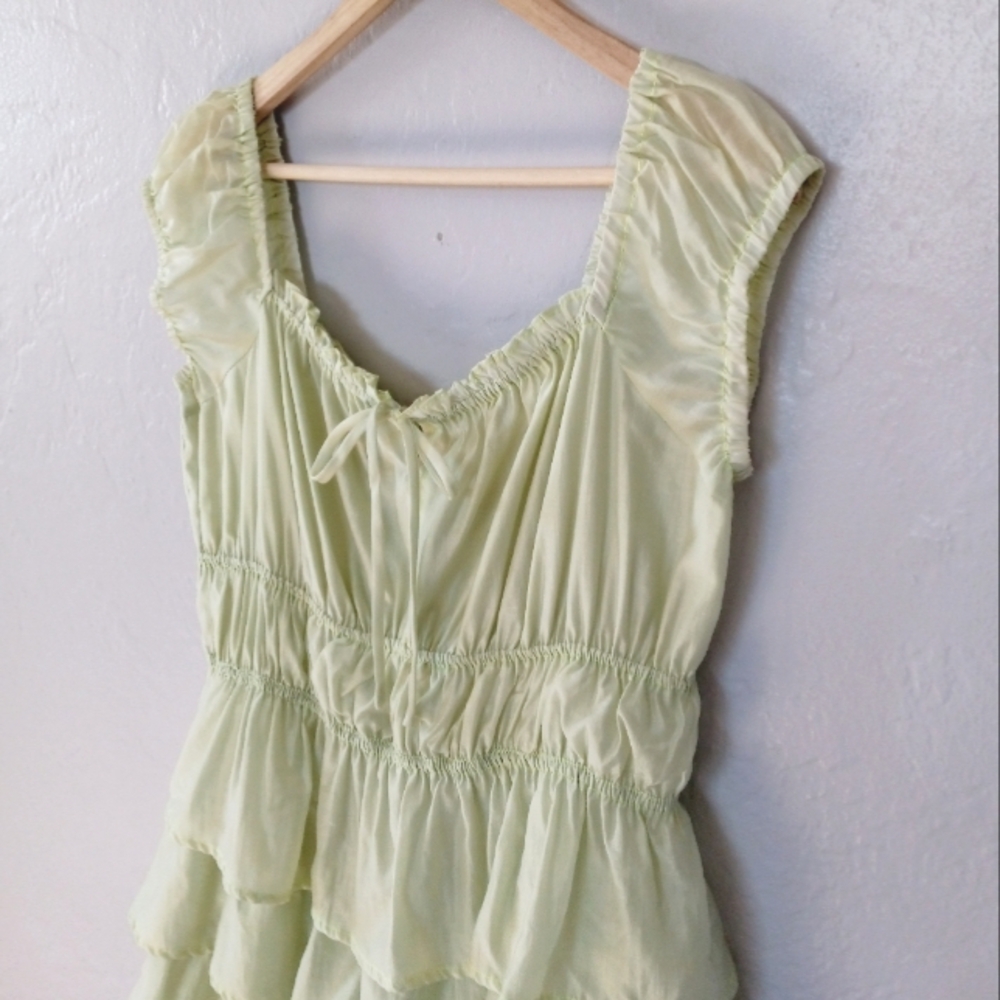 Anthropologie Current Air Ruffled Tiered Midi Dress Mint L - Picture 8 of 16